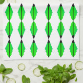 Art Deco Pattern 3 in Green Tea Towel Theedoek (Gevouwen)