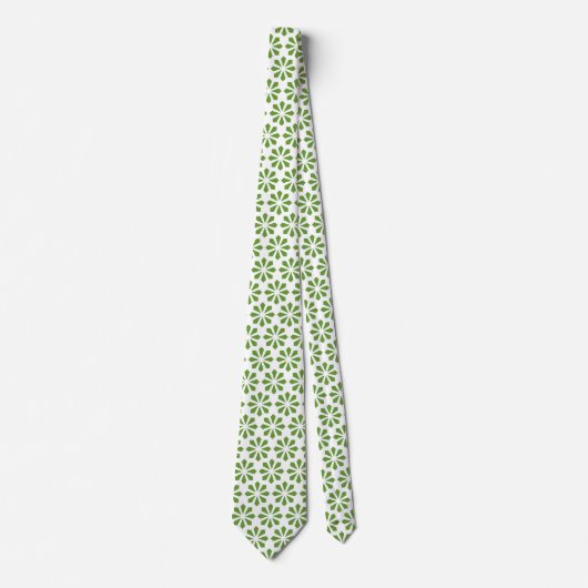Art Deco Pattern - Avocado Green over White Stropdas (Voorkant)