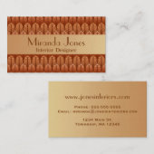 Art Deco Pattern, Copper and Rust Brown Visitekaartje (Voorkant / Achterkant)