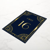 Art Deco Pattern Gold Wedding Table Number Folie Uitnodiging (Gedraaid)