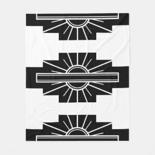 Art Deco Pattern in Black Fleece Deken