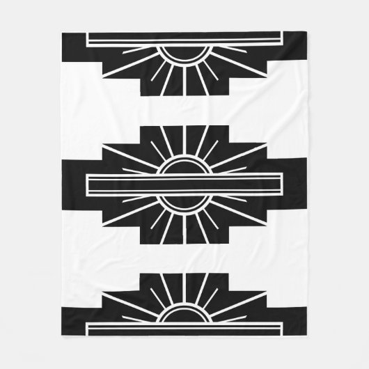 Art Deco Pattern in Black Fleece Deken (Voorkant)