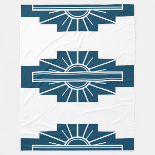 Art Deco Pattern in Blauwgroen Fleece Deken