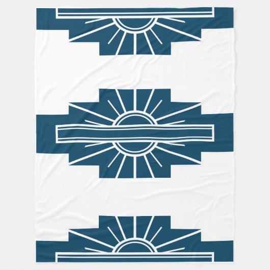 Art Deco Pattern in Blauwgroen Fleece Deken (Voorkant)