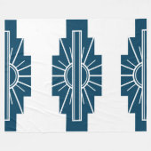 Art Deco Pattern in Blauwgroen Fleece Deken (Voorkant (Horizontaal))