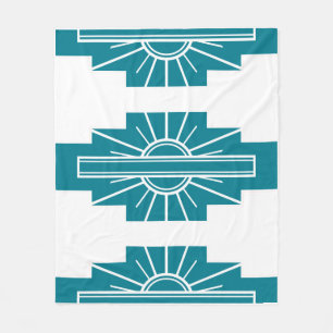Art Deco Pattern in Blauwgroen Fleece Deken
