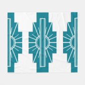 Art Deco Pattern in Blauwgroen Fleece Deken (Voorkant (Horizontaal))
