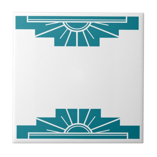 Art Deco Pattern in Blauwgroen Tegeltje (Voorkant)