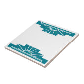 Art Deco Pattern in Blauwgroen Tegeltje (Zijkant)