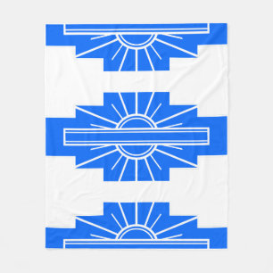 Art Deco Pattern in Blues Fleece Deken