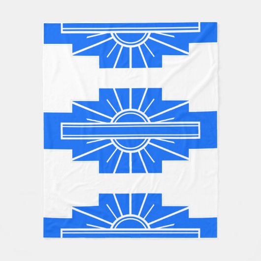 Art Deco Pattern in Blues Fleece Deken (Voorkant)