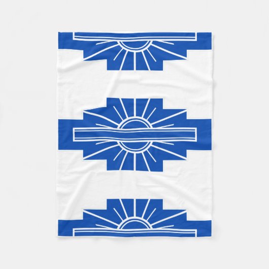 Art Deco Pattern in Blues Fleece Deken (Voorkant)