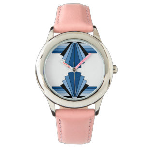 Art Deco Pattern in Blues Horloge