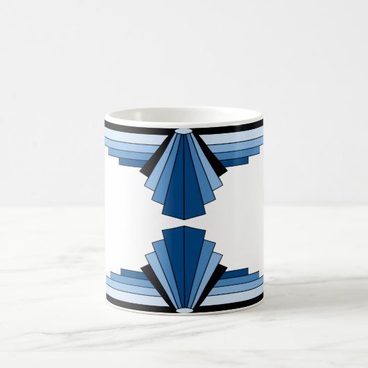 Art Deco Pattern in Blues Koffiemok (Center)