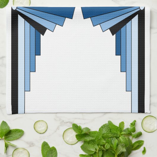 Art Deco Pattern in Blues Theedoek (Gevouwen)