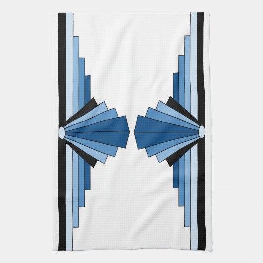 Art Deco Pattern in Blues Theedoek (Verticaal)