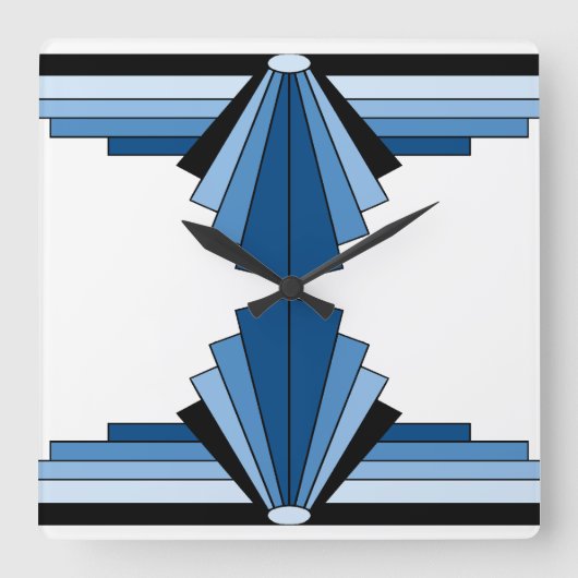 Art Deco Pattern in Blues Vierkante Klok (Voorkant)