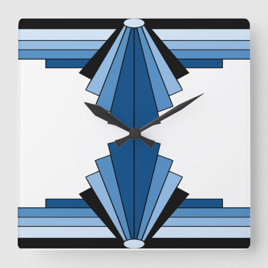 Art Deco Pattern in Blues Vierkante Klok (Voorkant)