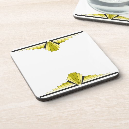 Art Deco Pattern in Geel & Zwart Bier Onderzetter (Linkerzijde)