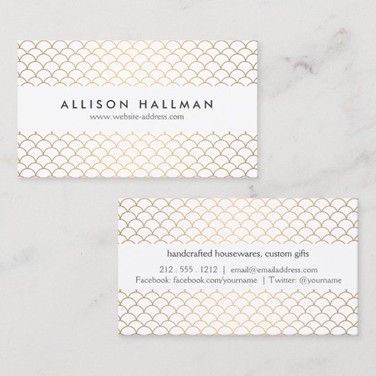Art Deco Pattern in Gold Visitekaartje (Voorkant / Achterkant)