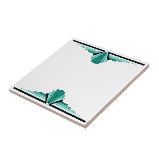 Art Deco Pattern in Green Tegeltje (Zijkant)