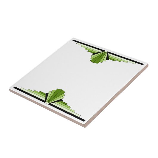 Art Deco Pattern in Green Tegeltje (Zijkant)