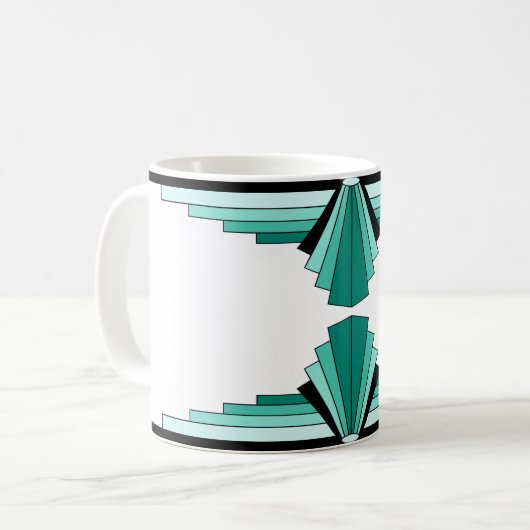 Art Deco Pattern in Greens Coffee Mok (Voorkant links)