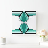 Art Deco Pattern in Greens en Black Vierkante Klok (Huis)
