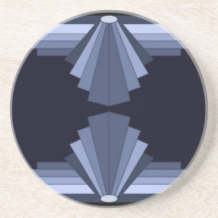 Art Deco Pattern in Grey-Blues Zandsteen Onderzetter