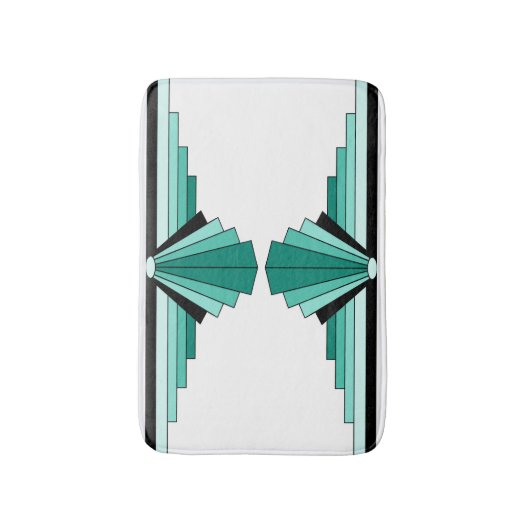 Art Deco Pattern in Groenen Badmat (Voorkant Verticaal)