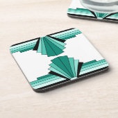 Art Deco Pattern in Groenen Drankjes Onderzetter (Linkerzijde)