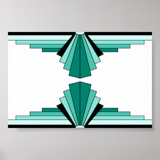 Art Deco Pattern in Groenen Poster (Voorkant)