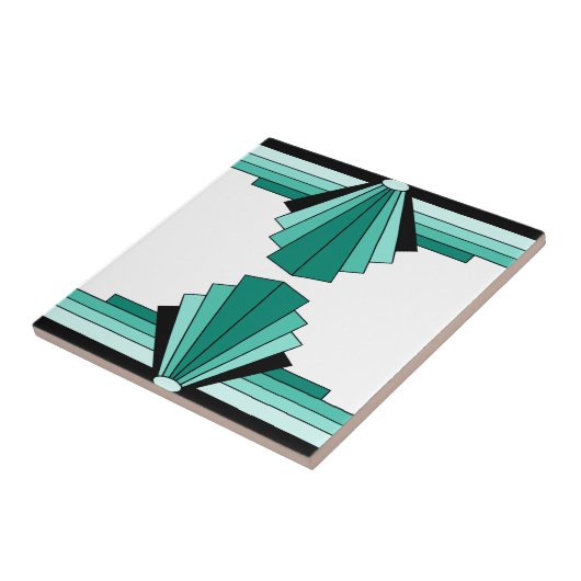 Art Deco Pattern in Groenen Tegeltje (Zijkant)