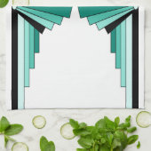 Art Deco Pattern in Groenen Theedoek (Gevouwen)