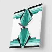 Art Deco Pattern in Groenen Vierkante Klok (Hoek)