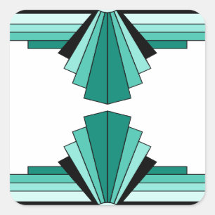 Art Deco Pattern in Groenen Vierkante Sticker
