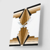 Art Deco Pattern in Oranje en Tan Vierkante Klok (Hoek)