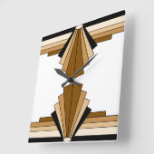 Art Deco Pattern in Oranje en Tan Vierkante Klok (Hoek)