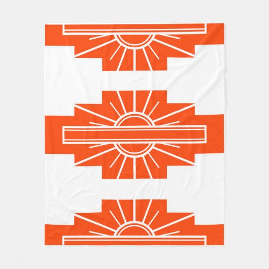 Art Deco Pattern in Oranje Fleece Deken (Voorkant)