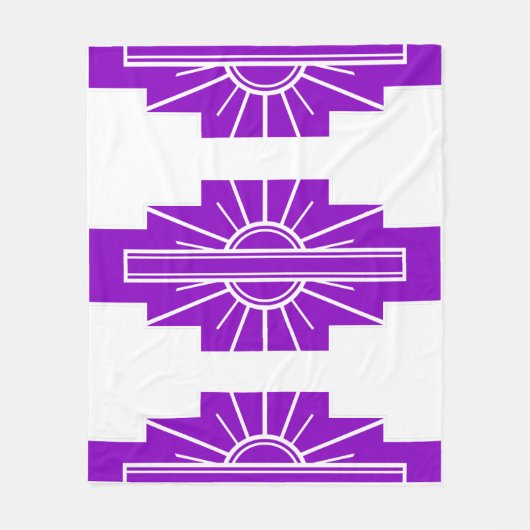 Art Deco Pattern in Paars Fleece Deken (Voorkant)