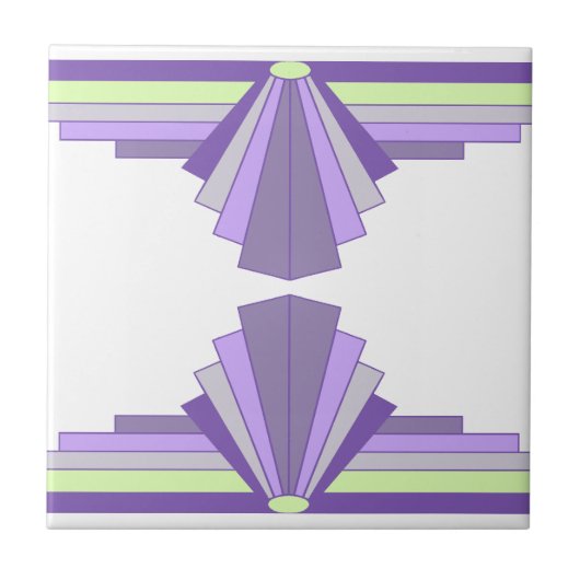 Art Deco Pattern in Paars & Groen Tegeltje (Voorkant)