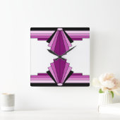 Art Deco Pattern in Pinks Square Wall Clock Vierkante Klok (Huis)