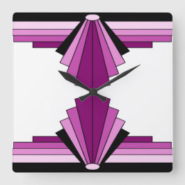 Art Deco Pattern in Pinks Square Wall Clock Vierkante Klok