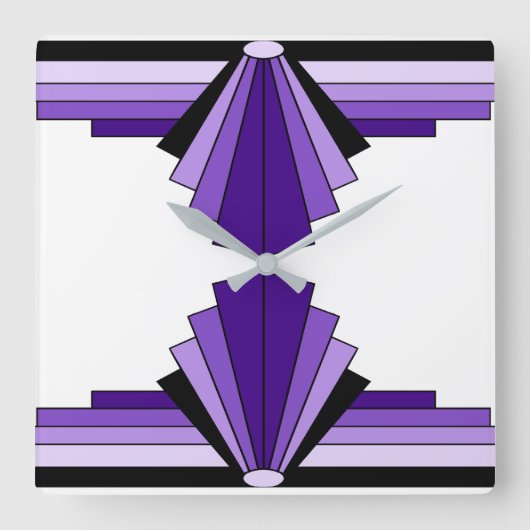 Art Deco Pattern in Purples and Black Vierkante Klok (Voorkant)
