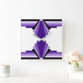 Art Deco Pattern in Purples and Black Vierkante Klok (Huis)