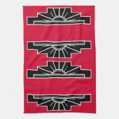 Art Deco Pattern in Red Tea Towel Theedoek (Verticaal)