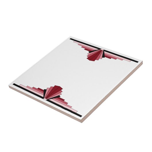 Art Deco Pattern in Red Tegeltje (Zijkant)