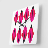 Art Deco Pattern in Reds and Pinks Square Wall Clo Vierkante Klok (Hoek)