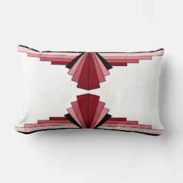 Art Deco Pattern in Reds en Black Lumbar Cushion Kussen