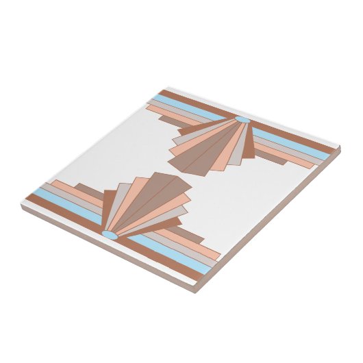 Art Deco Pattern in Tan & Blue Tegeltje (Zijkant)